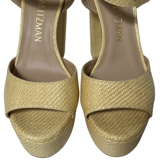Stuart Weitzman Ryder 95 Platform Sandal Wheat Fine Rafia Size 10 New In Box - Picture 10 of 15